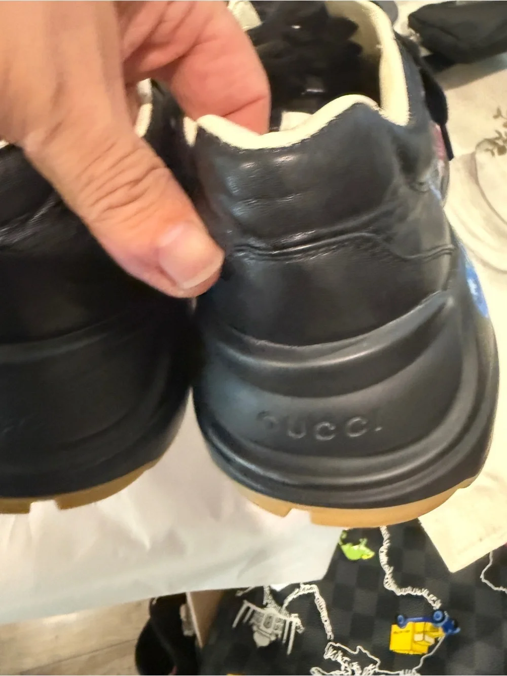 Gucci Black Leather Sneakers with Cream Lining